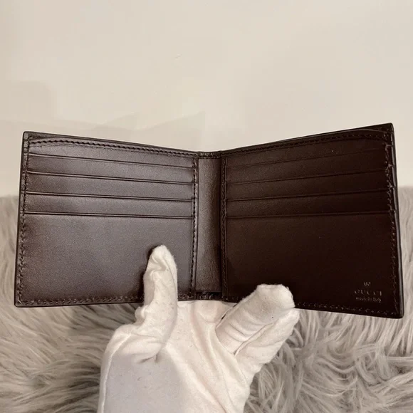 Gucci Web Brown GG Signature Bi fold Web wallet 408827 w/Box - Picture 8 of 9